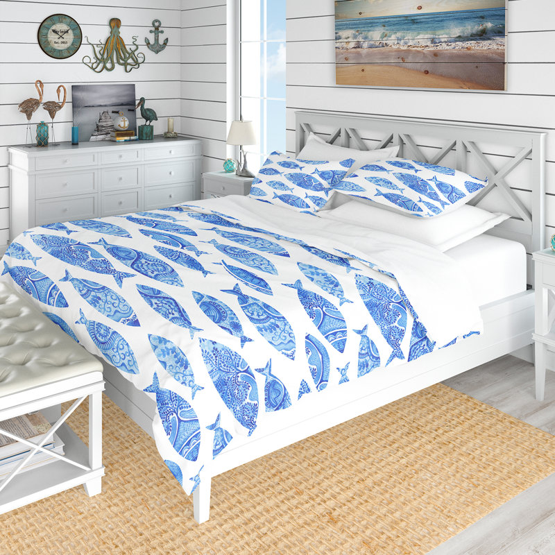 East Urban Home Blue Microfiber Coastal Duvet Cover Set & Reviews Wayfair